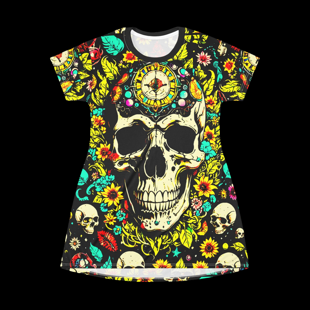 Boho Skull T-Shirt Dress | Flower Skull Dress | Festival Outfit