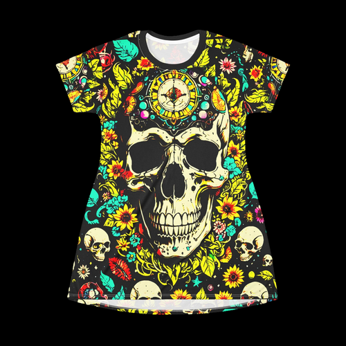 Boho Skull T-Shirt Dress | Flower Skull Dress | Festival Outfit